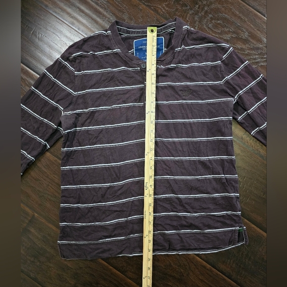 American Eagle Outfitters Gray Long Sleeve Striped Tee - Picture 5 of 11